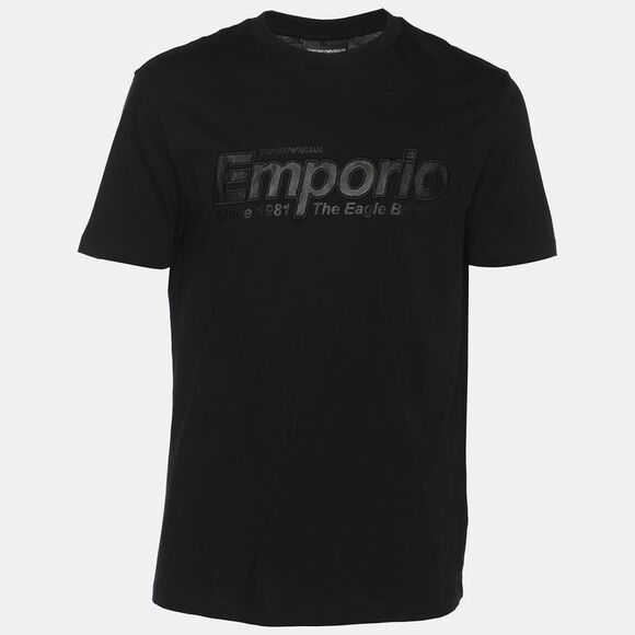 Emporio Armani Black Jersey Logo Embroidered T-Shirt M